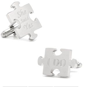 Men's Wedding Puzzle Cufflinks i do - she said yes